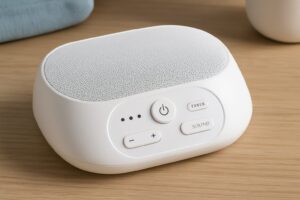 White noise machine on desk