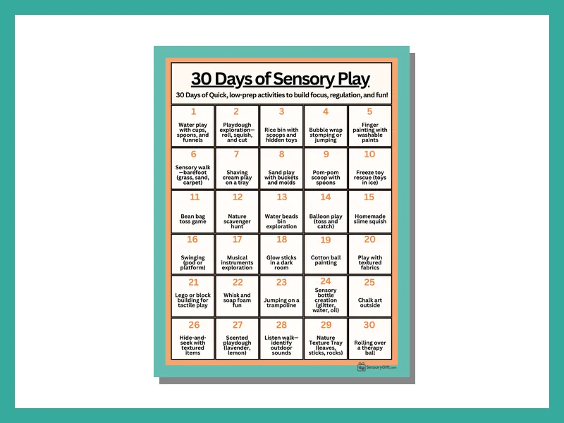 30 Days of Sensory Play Calendar preview