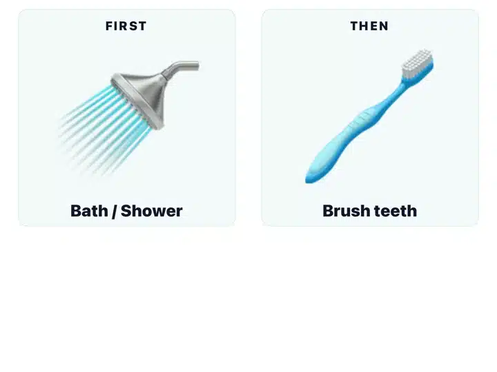 Preview of a first-then board created in the ViziCues app