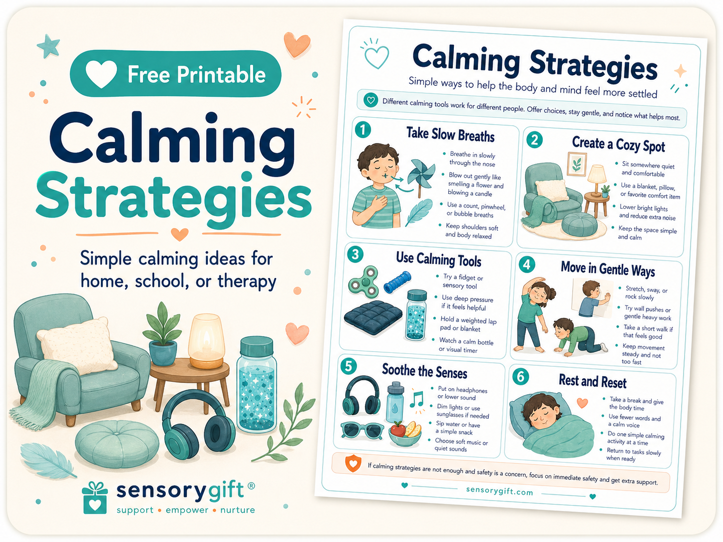 Calming strategies printable preview