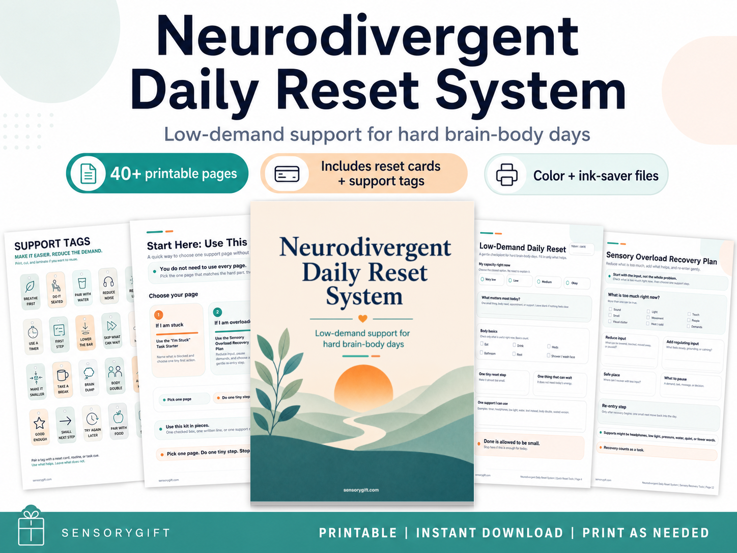 Neurodivergent Daily Reset System product preview.